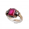 Anel em ANTIGO OURO 19,2K e PRATA 833 - 2 DIAMANTES e RUBI