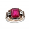 Anel em ANTIGO OURO 19,2K e PRATA 833 - 2 DIAMANTES e RUBI