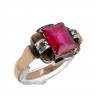 Anel em ANTIGO OURO 19,2K e PRATA 833 - 2 DIAMANTES e RUBI