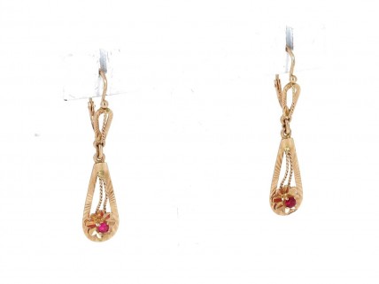 Par de brincos em OURO 19,2K - RUBIS