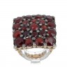 Anel ANTIGO em OURO 19,2k. DIAMANTES e GRANADAS