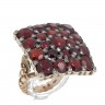 Anel ANTIGO em OURO 19,2k. DIAMANTES e GRANADAS