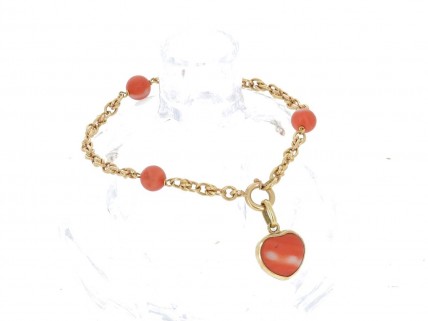 Pulseira ANTIGA em OURO 19,2k - CORAL