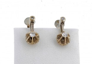 Par de brincos em OURO Branco 19,2K - 4 DIAMANTES
