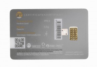 Lingote em Ouro Fino 999,9 de 0,5g PIM