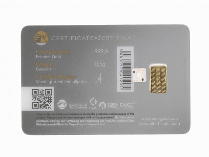 Lingote em Ouro Fino 999,9 de 0,5g PIM