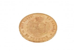 MOEDA DE 25 PESETAS 1876, ALFONSO XII - OURO 900