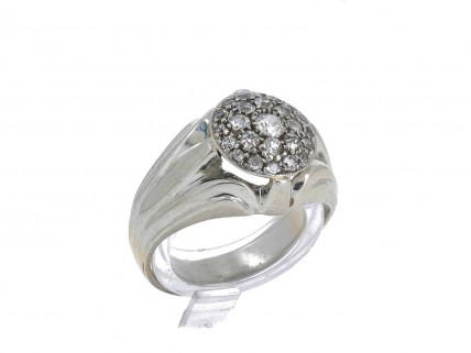 Anel em OURO Branco 19,2k - DIAMANTES