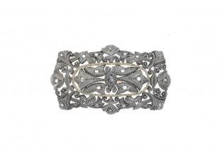 Alfinete ANTIGO em OURO 19.2k, PRATA 833 e 23 DIAMANTES