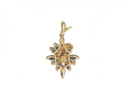 Pingente em OURO 18K - 3 DIAMANTES e 12 TOPÁZIOS