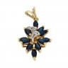 Pingente em OURO 18K - 3 DIAMANTES e 12 TOPÁZIOS