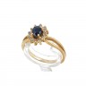 Anel em OURO 19,2K - 12 DIAMANTES e SAFIRA NATURAIS