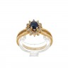 Anel em OURO 19,2K - 12 DIAMANTES e SAFIRA NATURAIS