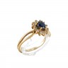 Anel em OURO 19,2K - 12 DIAMANTES e SAFIRA NATURAIS