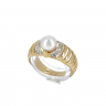  Anel em OURO 18K - 4 DIAMANTES e PÉROLA
