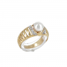 Anel em OURO 18K - 4 DIAMANTES e PÉROLA