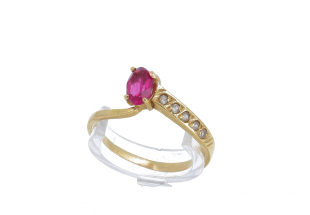 Anel em OURO 19,2K - 5 QUARTZOS
