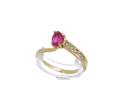 Anel em OURO 19,2K - 5 QUARTZOS