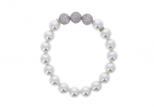 Pulseira elástica de Pérolas e PRATA 925 - Pedras incolores