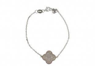 Pulseira em PRATA dourada 925 - Pingente com pedras incolores