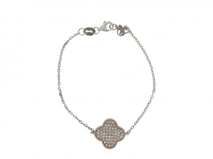 Pulseira em PRATA dourada 925 - Pingente com pedras incolores