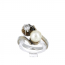 Anel em OURO Branco 19,2K - DIAMANTE e PÉROLA