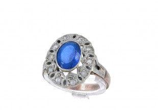 Anel ANTIGO em OURO 14K - ESPINELA e 10 QUARTZOS