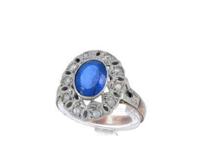 Anel ANTIGO em OURO 14K - ESPINELA e 10 QUARTZOS