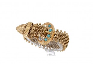 Anel ANTIGO em OURO 19,2K - 4 TURQUESAS