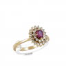 Anel em OURO 19,2K - 30 DIAMANTES e RUBI
