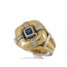 L772-001 Anel em OURO 19,2K - 16 DIAMANTES e SAFIRA