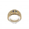 L772-010 Anel em OURO 19,2K - 16 DIAMANTES e 2 SAFIRAS