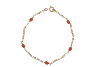 Pulseira ANTIGA em OURO 19,2K - CORAL