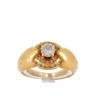 Anel em OURO 19,2K - 2 DIAMANTES e QUARTZO