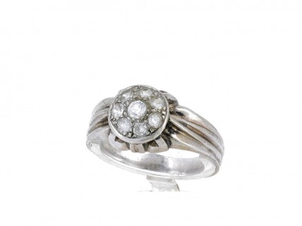 Anel em OURO Branco 19,2K - 8 QUARTZOS