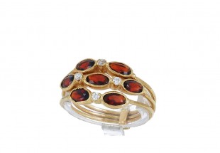 [FOTO 360º] Anel em OURO 19,2K - 7 GRANADAS