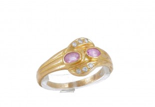 Anel em OURO 19,2K - 2 SAFIRAS