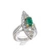 L777-003 Anel ANTIGO em Ouro de 19,2K DIAMANTES e ESMERALDA