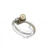 L776-020 Anel ANTIGO em OURO Branco 19,2K - PÉROLA NATURAL e DIAMANTE