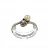L776-020 Anel ANTIGO em OURO Branco 19,2K - PÉROLA NATURAL e DIAMANTE