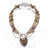 L776-021 Pulseira MUITO ANTIGA em OURO 9K - AMETISTAS e QUARTZOS