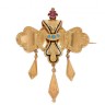L782-006 Alfinete em OURO 19,2K - TURQUESAS