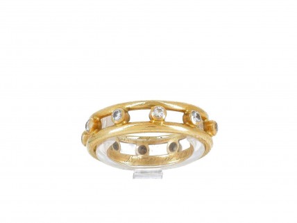 Anel em OURO 19,2K - 10 DIAMANTES 