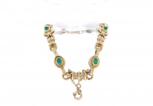 Pulseira em OURO 19,2K - 21 DIAMANTES e 6 ESMERALDAS