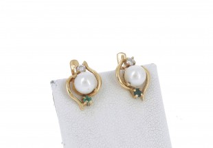 Brincos em OURO 18K - 2 ESMERALDAS