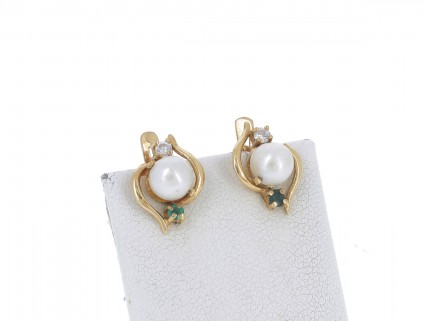 Brincos em OURO 18K - 2 ESMERALDAS