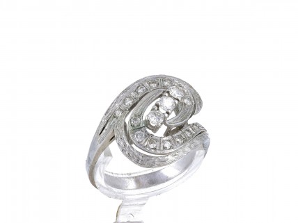 Anel em OURO 14 kl - 17 DIAMANTES