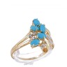 Anel em OURO 14K - 5 DIAMANTES e 5 TURQUESAS