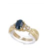 Anel em OURO 14K - 6 DIAMANTES e SAFIRA