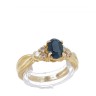 Anel em OURO 14K - 6 DIAMANTES e SAFIRA